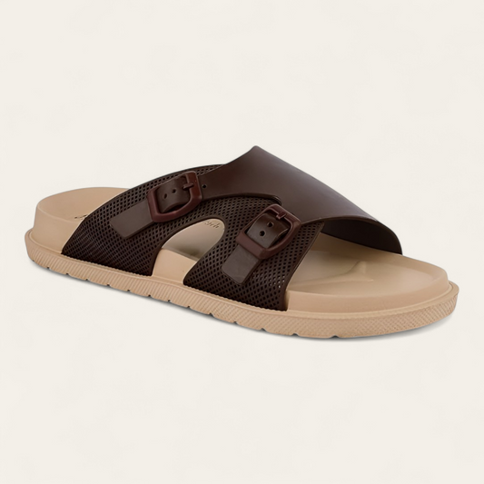 OOFOAM LEATHERTOUCH BEIGE/BROWN Men's Flip flop/Slides/Slipper