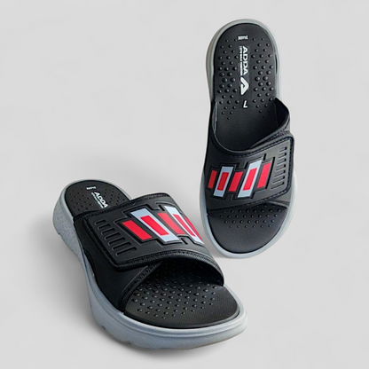 ADDA ICLOUD005  BLACK GREY Men's Flipflop/Slipper