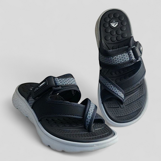 ADDA ROCK1 BLACK/GREY Men's Slipper/Chapple/Flip flop