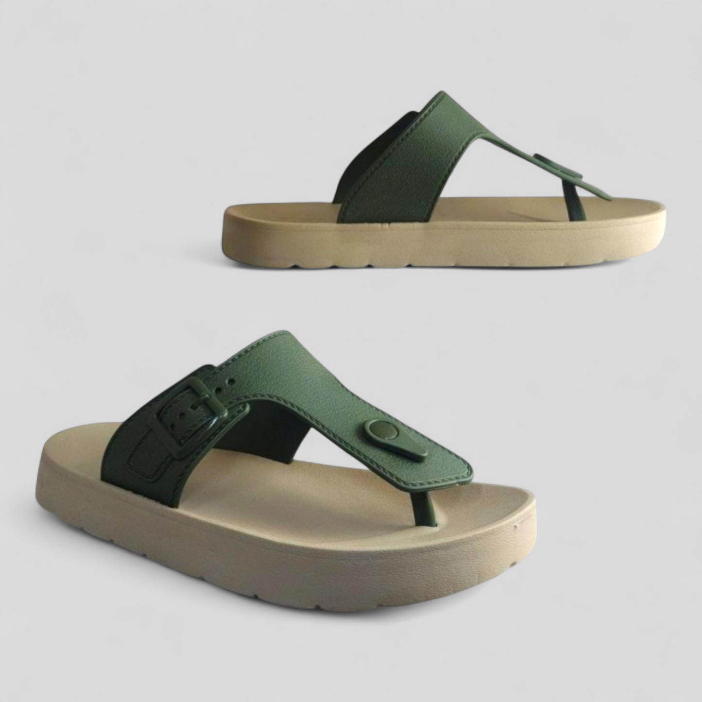 OOFOAM 506 BEIGE/MUSTARD Men's Flip flop/Slides/Slipper
