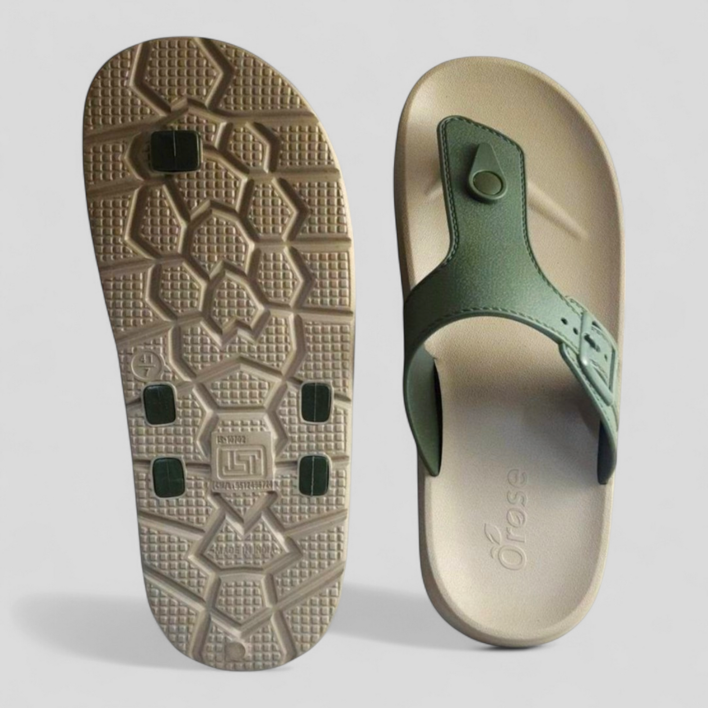OOFOAM 506 BEIGE/MUSTARD Men's Flip flop/Slides/Slipper