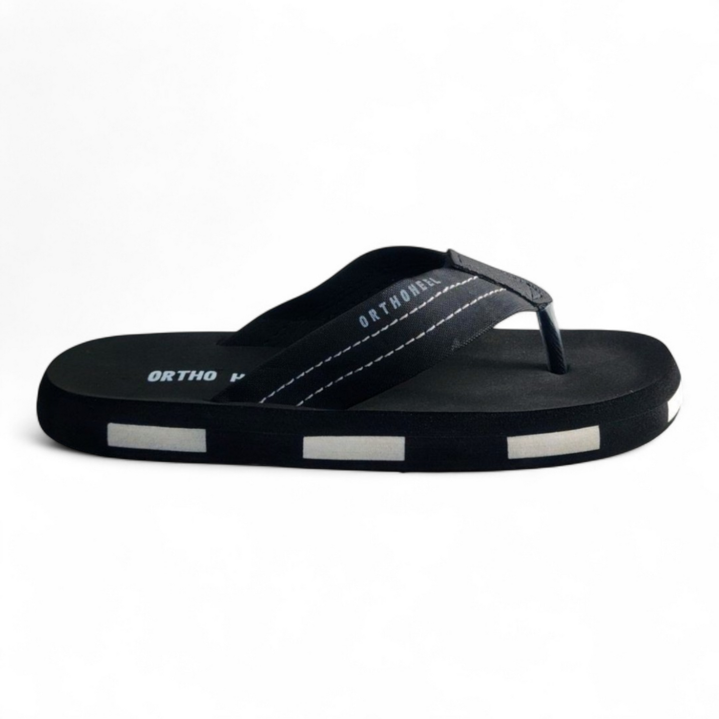 ORTHOHEEL 7711 BLACK Men's Cushioned Footbed Slipper/Chapple/Flip flop