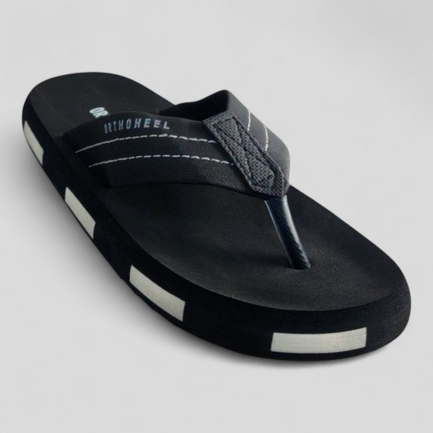 ORTHOHEEL 7711 BLACK Men's Cushioned Footbed Slipper/Chapple/Flip flop