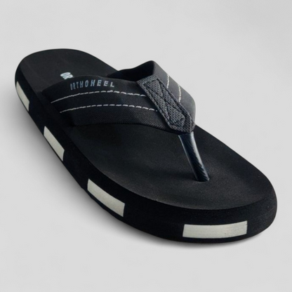 ORTHOHEEL 7711 BLACK Men's Cushioned Footbed Slipper/Chapple/Flip flop