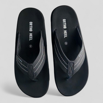 ORTHOHEEL 7711 BLACK Men's Cushioned Footbed Slipper/Chapple/Flip flop