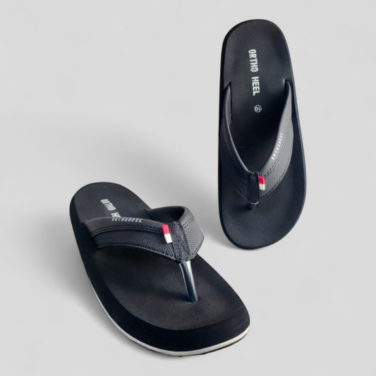ORTHOHEEL 7720 BLACK Men's Cushioned Footbed Slipper/Chapple/Flip flop
