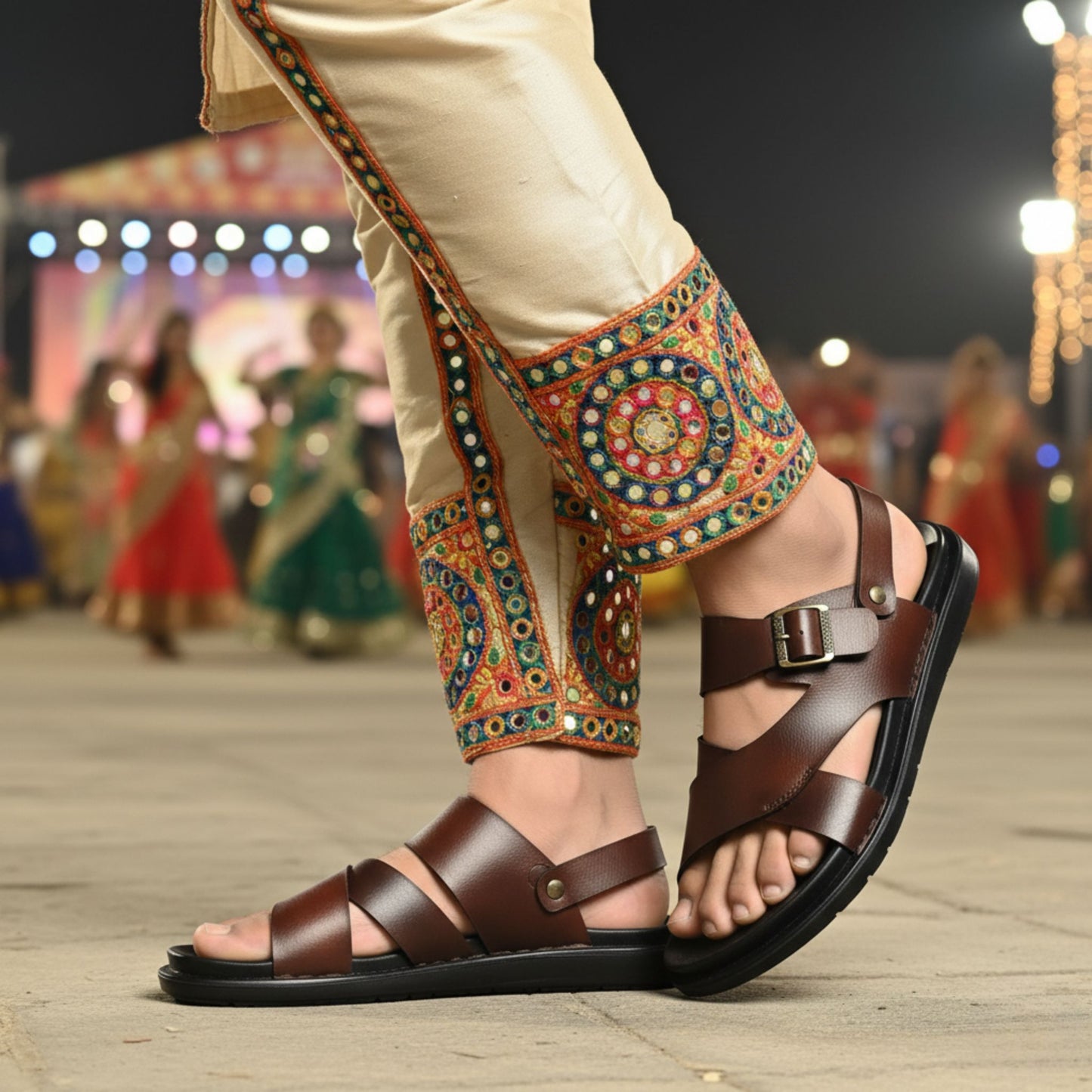 SKEROO 5003 BROWN Men's Leather Button Pack Sandal